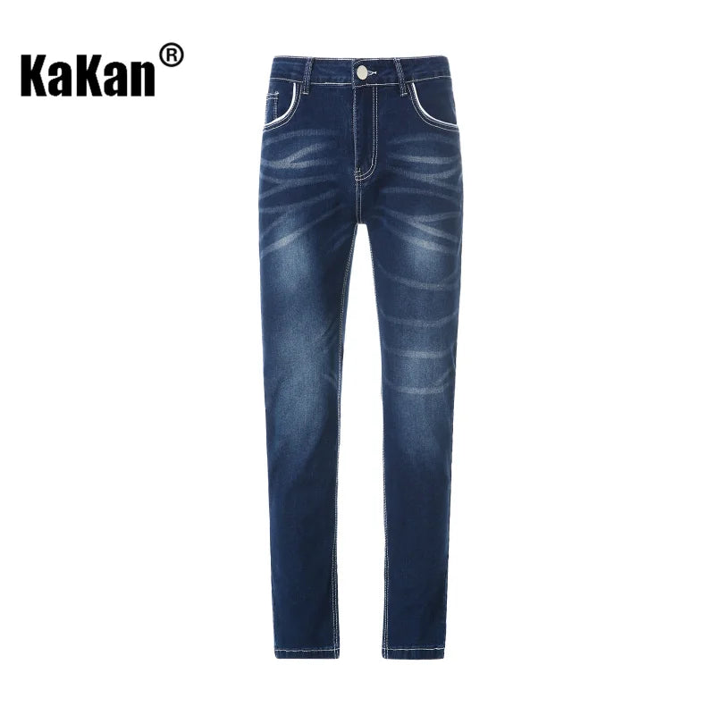 Kakan - High-quality Men's Personalized Double-line Jeans, New Dark Blue, Light Blue, Black Jeans K05-8878 In Spring and Autumn