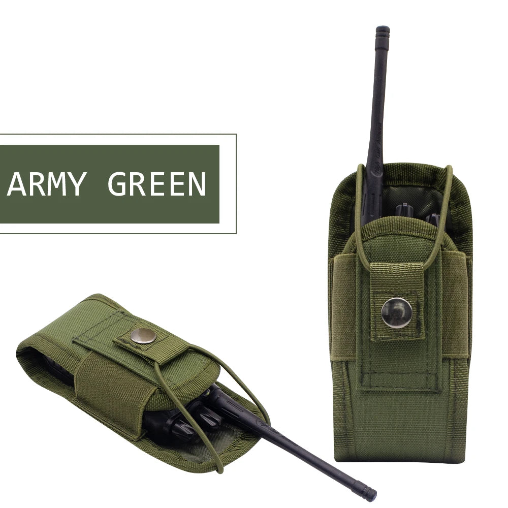 Tactical Walkie Talkie Pouch 600D Oxford Khaki Molle Radio Pouch Portable Outdoor Hunting Sports Phone Holder Interphone Holster