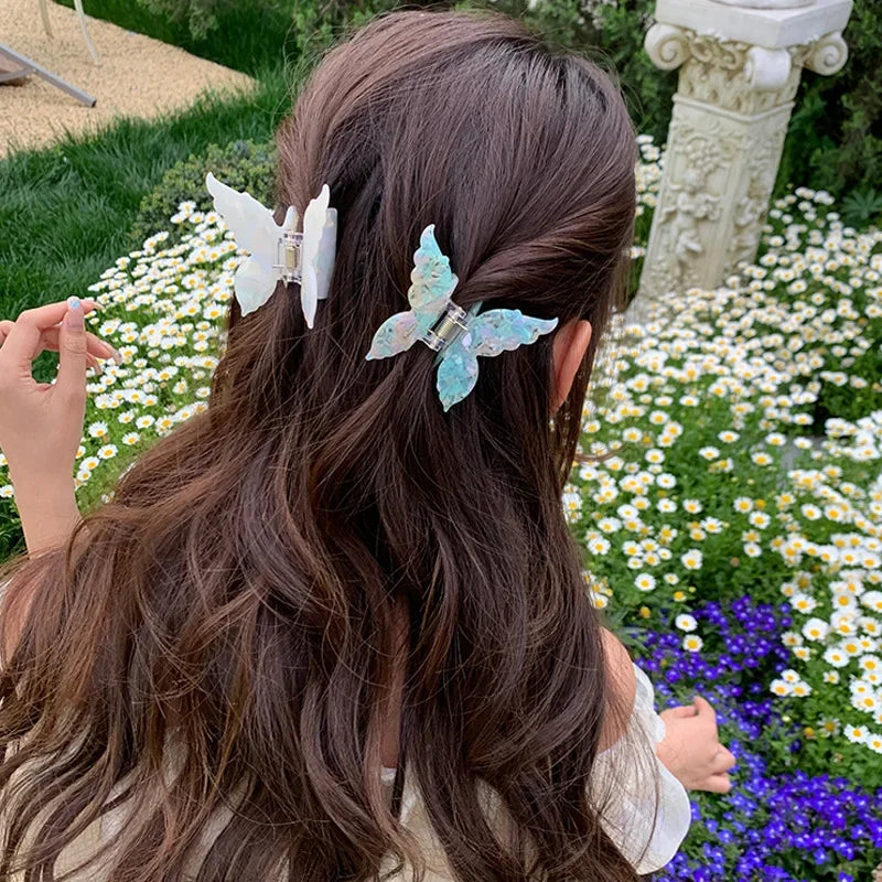 New Gradient Colorful Butterfly Hair Claw for Women French Retro Acetic Acid Hair Clip Fashion Headwear Hairpin Hair Accessories