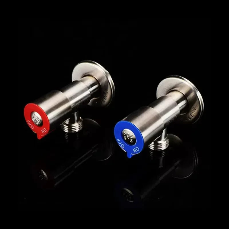 Stainless Steel Hot ＆ Cold Inlet Valve Bathroom Faucet Stop Valve Kitchen Sink Basin Triangle Valve Water Pressure Regulator