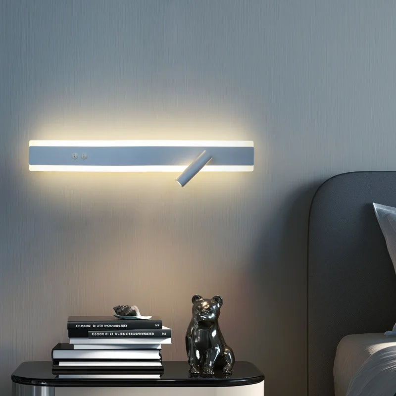 Modern LED line wall lamp indoor with switch rotating wall lamp simple living room bedroom bedside atmosphere lamp home light