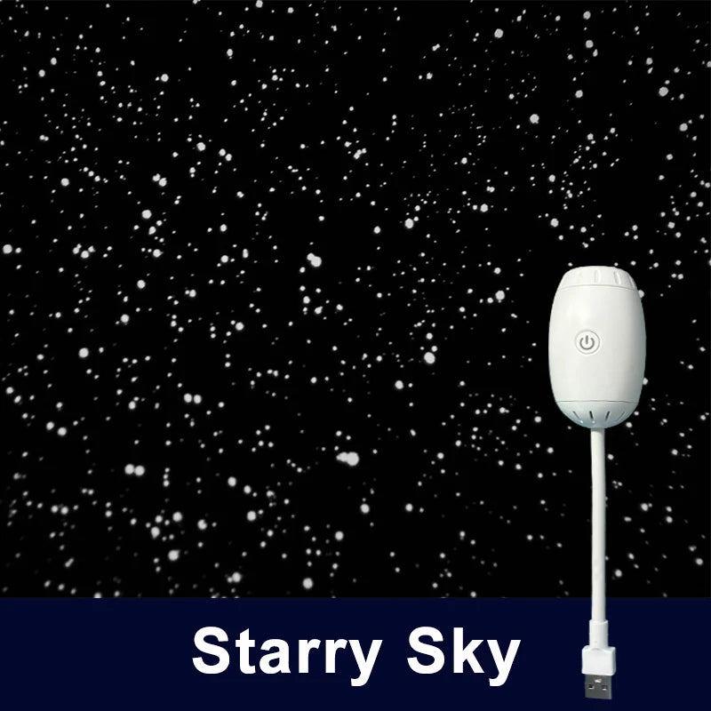 USB Galaxy Projector Light Car Roof Projection Lamp Atmosphere Ambient Light Saturn Starry Star Light Party Decor Romantic Light