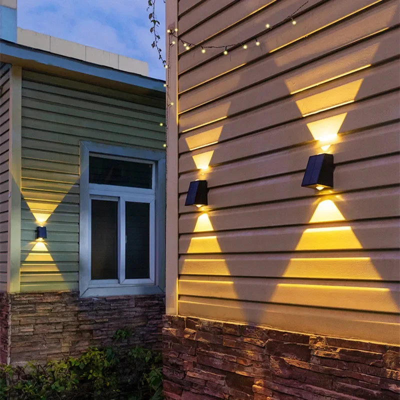 LED Outdoor Solar Wall Light Up And Down Luminous Garden Lamp Villa Courtyard Porch Street Decorative Lighting Wall Washer Light