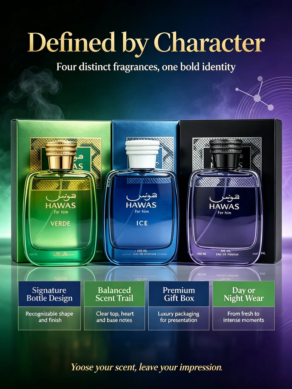 Men's Perfume RASASI Hawas Men and Women EDP, High-Quality Women's Perfume Full Series
