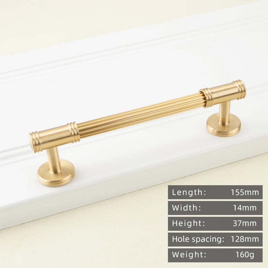 KEDLO French modern light luxury solid brass gold stripe long handle kitchen cabinet Pull handle drawer T handle