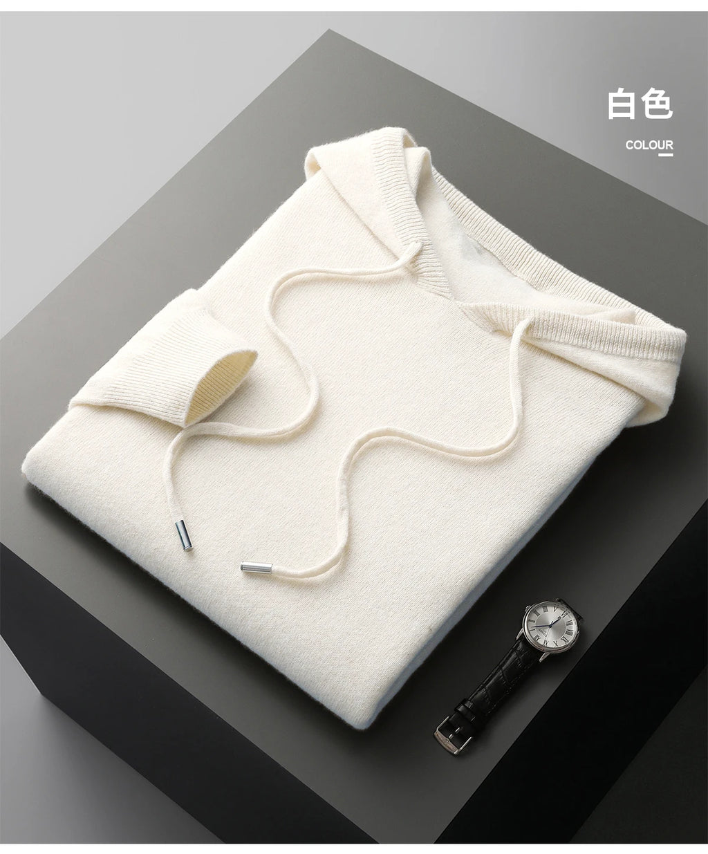 Men's 100% Merino Wool Two-piece Suit Knitting Hooded Collar Pullover and  Wide-leg Pant Autumn Winter Thickened Warm Sweater