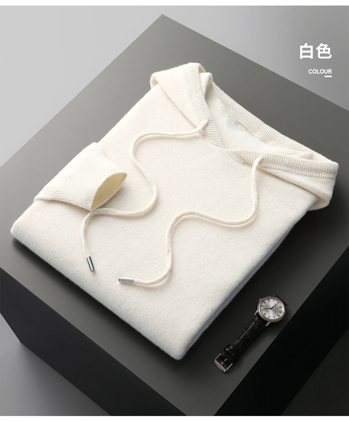 Men's 100% Merino Wool Two-piece Suit Knitting Hooded Collar Pullover and  Wide-leg Pant Autumn Winter Thickened Warm Sweater