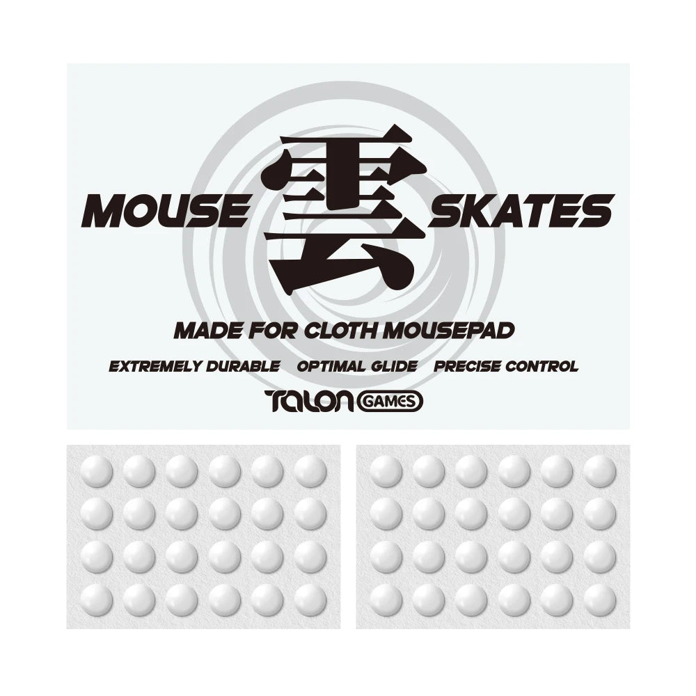 TALONGAMES Mouse Skates 48 Dots Universal for Cloth Mousepads, 6mm, High Durability, Low Noise, Smooth Glide, Curved Edge, KUMO