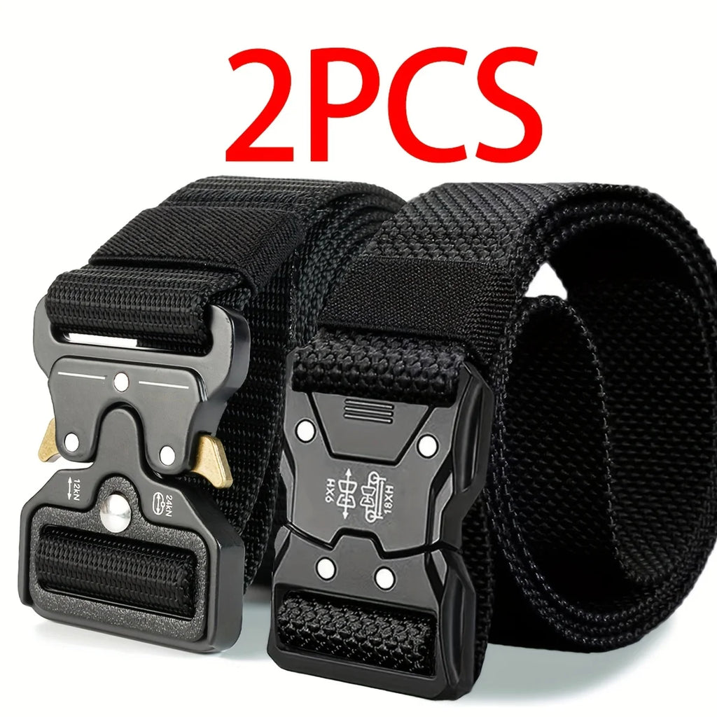 2 Men's Quick-Release Lock Buckle Belt - Outdoor Belt, Suitable for Camping, Jeans, and Casual Pants