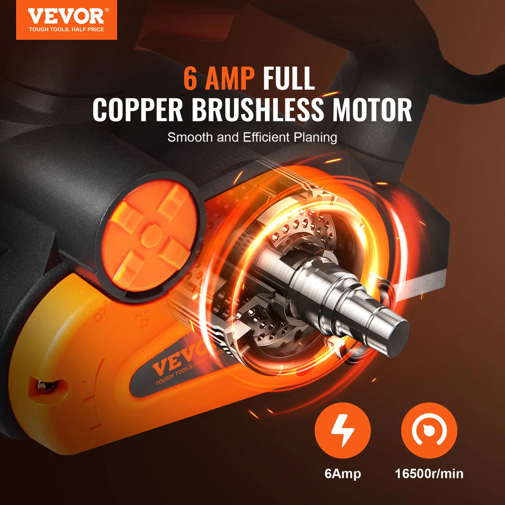 VEVOR Electric Hand Planer 3-1/4" width 16500 RPM High-Speed Powerful Electric Corded Handheld Planers for DIY Woodworking Tool