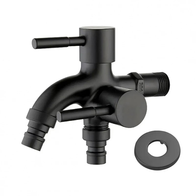 1Pc Multifunctional One Into Two Out Faucet - 304 Stainless Steel Double-outlet, Washing Machine Garden Sink Pool Outdoor Tap