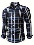 Fashion Square stripe patterns 3D Print Mens Long Sleeve Shirt Autumn Button Down Casual Animal Shirt Lapel Mens Clothing Tops