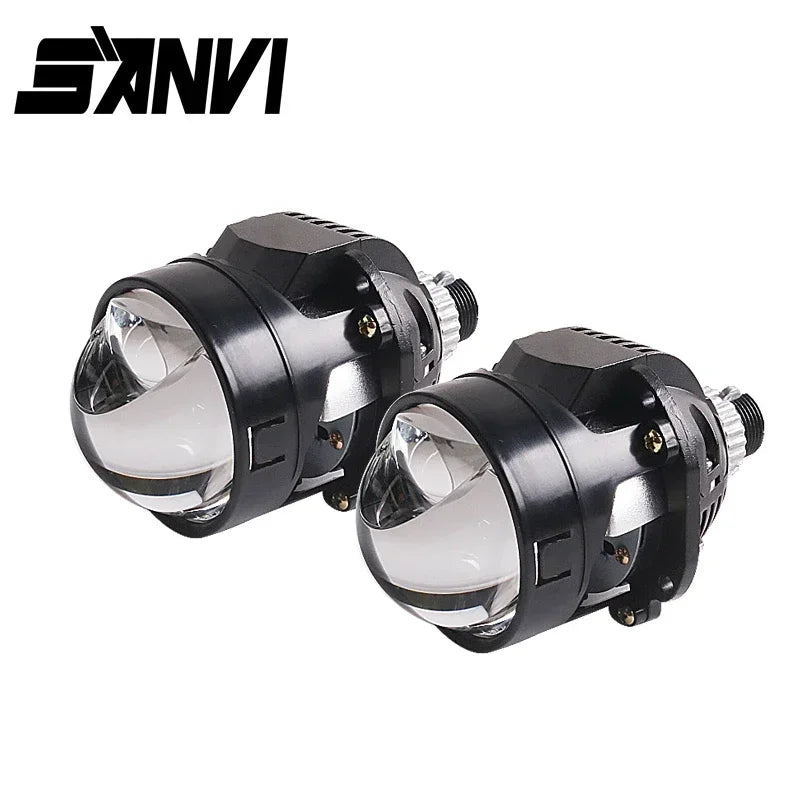 Sanvi Car 2.5'' Bi LED Lenses Hyperboloid Projector Headlights 12V 94W With Angel Eye Mask For H4 H7 9005 9006 Car Accessories