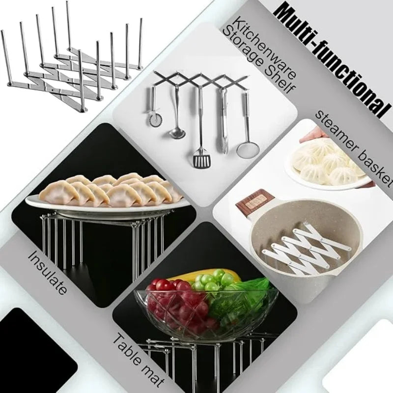 Adjustable Pot Lid & Plate& Pans Multipurpose Organizer Rack Holder Stainless Steel Dish Plate Drying Rack
