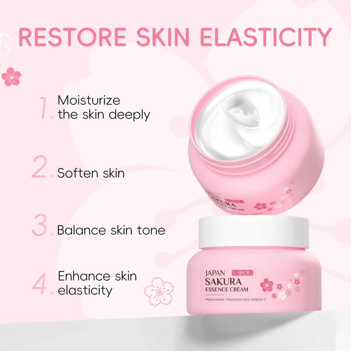 LAIKOU Japan Sakura Essence Cream Cherry Blossom Facial Cream Heavy Moisturizer Hydrating Dry Rough Skin Face Care 25/60g ﻿