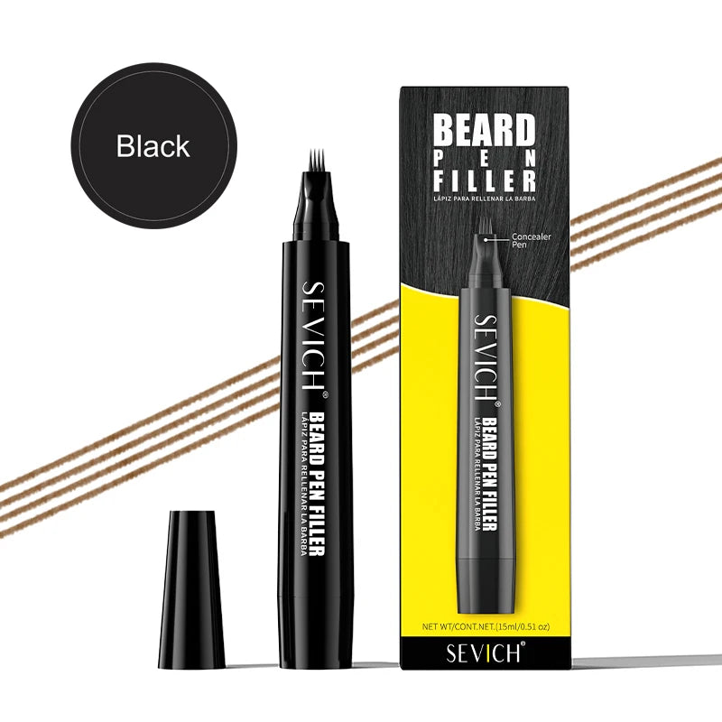 SEVICH Beard Filler Pen Waterproof Beard Coloring Pen Beard Coloring Filling Enhancer Black Fiber Hair Beard Stuffing Pen Tool