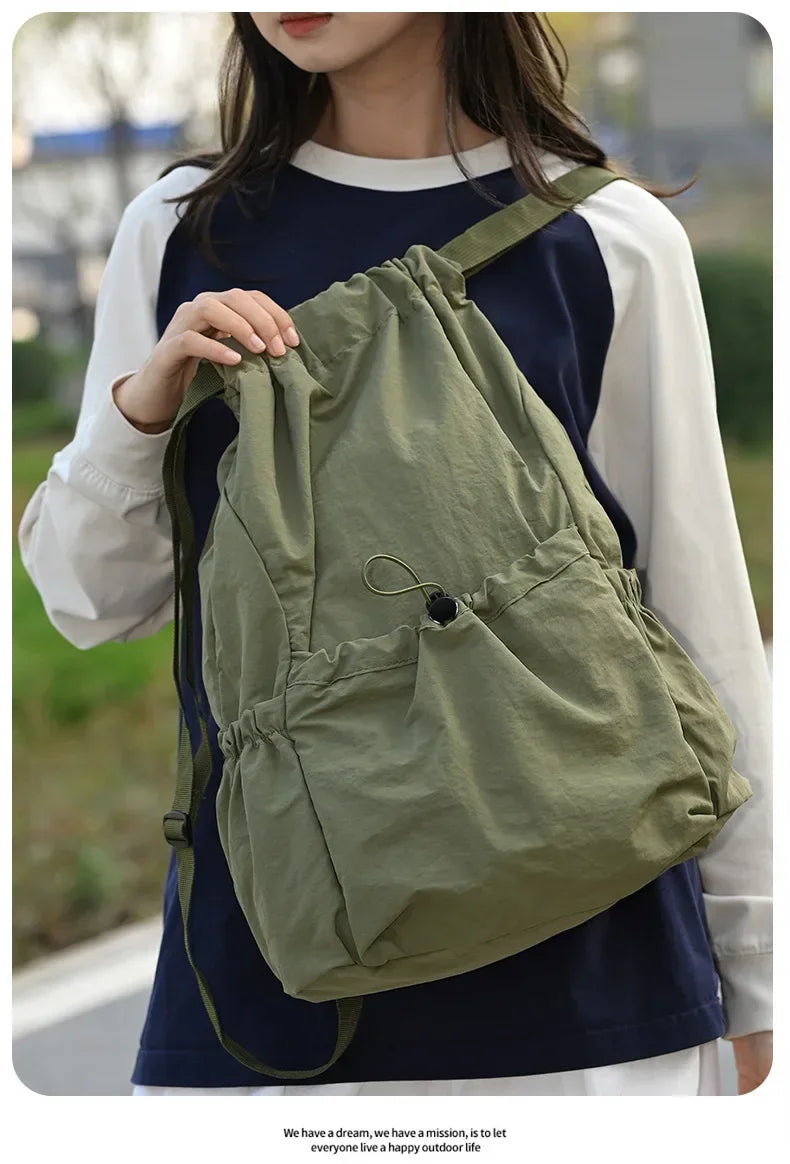 Fashionable Lightweight Drawstring Backpack: Large-Capacity Waterproof Sports Bag for School, Books, Outdoor Activities, Travel
