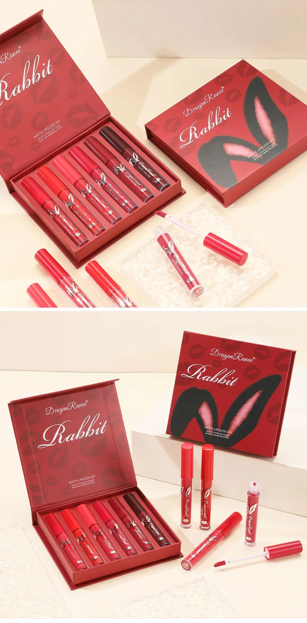 6-Piece Lip Gloss Set, Velvet Matte Lip Gloss, Waterproof and Sweat-Proof Lipstick, Non-Stick Cup Matte Lipstick, Holiday Gift Set