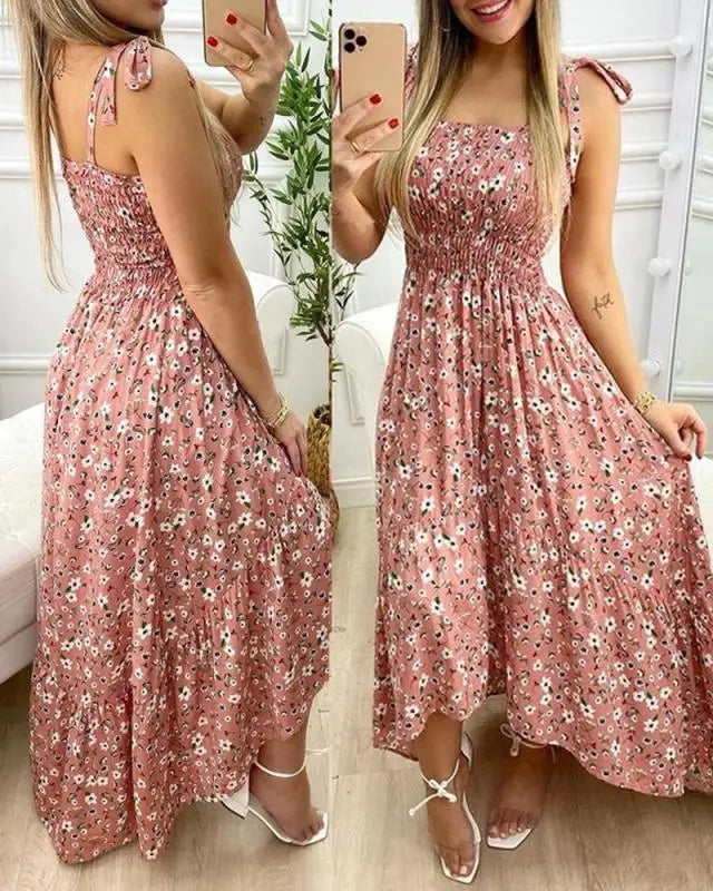New Sling Stitching Printing Irregular Tube Top Dress In Stock