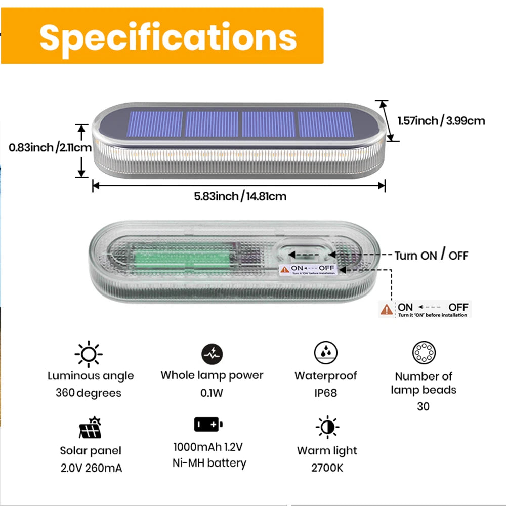 Solar Deck Light Solar Ground Light Outdoor Pathway Stair Lamp Railing Fence Yard IP68 Waterproof Driveway Solar Light