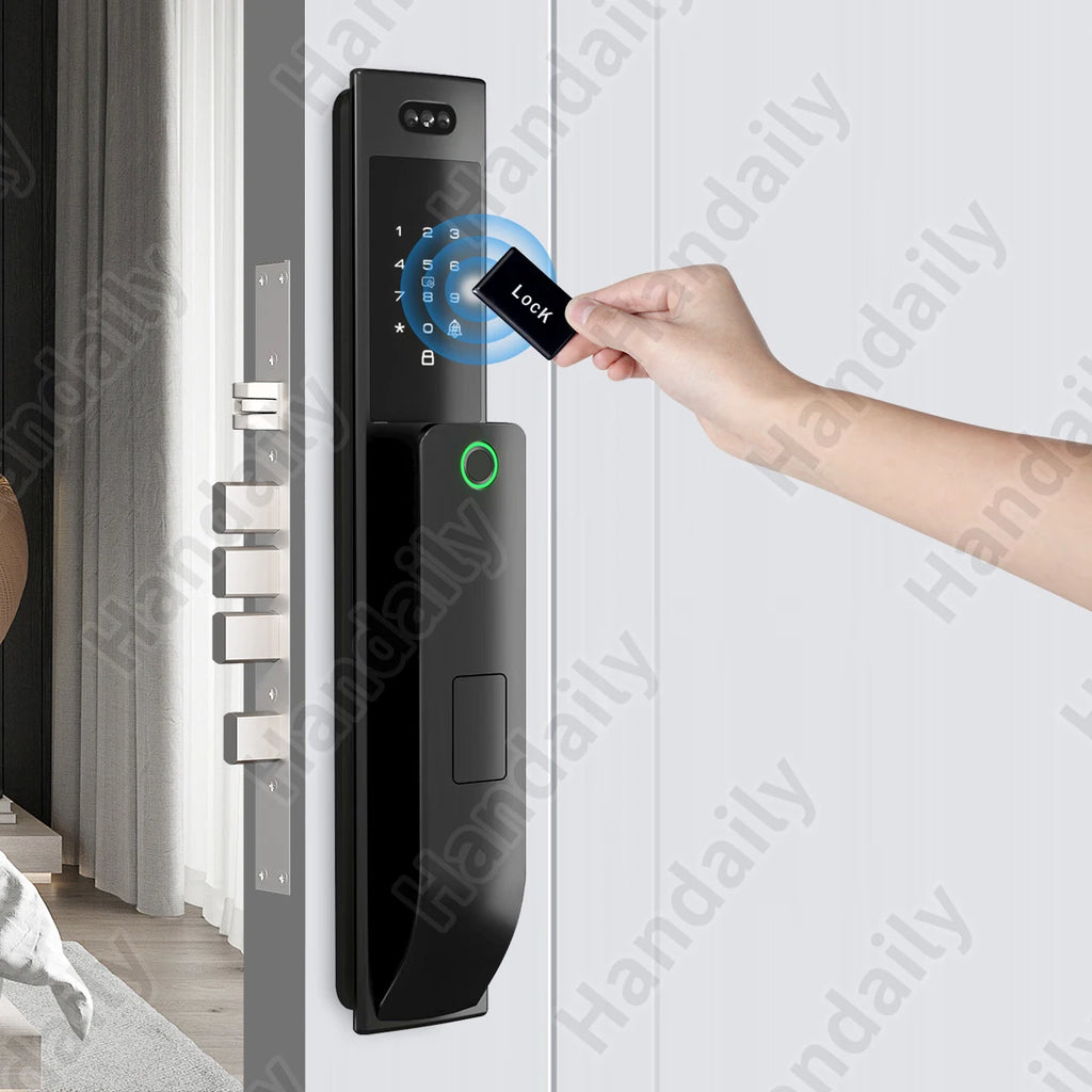 HanDaily Waterproof Smart Door Locks with Camera Video Intercom Palm Face Recognition Smart Lock Tuya Wifi App Remote Control