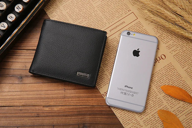 JINBAOLAI Retro Short Men Wallets Genuine Leather Credit Card Holder Waterproof Men Purse Classic Coin Pocket Black Male Wallet