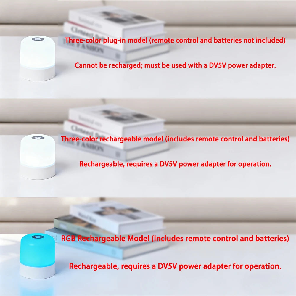 LED Night Light Dimmable Rechargeable/Plug-in Desktop Bedroom Bedside Lighting Decorative Touchscreen Reading RGB Desk Lamp