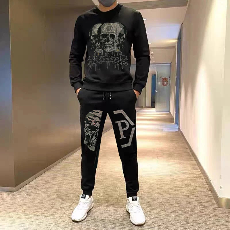 Winter Men's Pure Cotton Leisure Sports Jogging 2-Piece Oversize S Sportswear Set