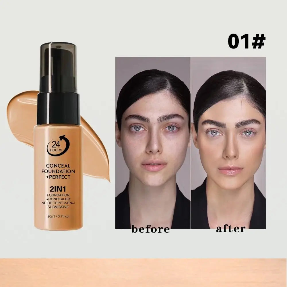 New Waterproof Liquid Foundation Matte Oil-Control Face Foundation Cream Natural Creamy Texture Foundation Concealer Cream