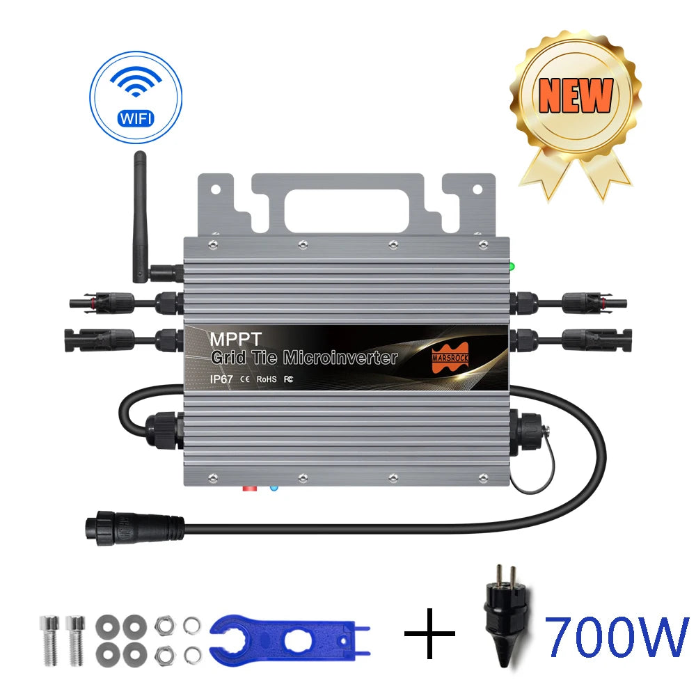 700W Micro Solar Grid Tie Inverter 22-60V DC To AC 80-260V MPPT Build In WIFI Microinverter 2 × 350W Solar Inverter Converter
