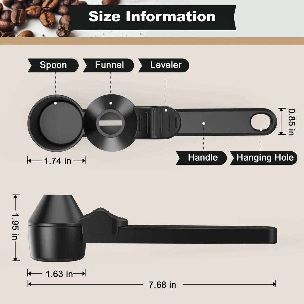 New No Spill Coffee Scoop Reusable Protein Powder Spoon Sliding Spoon Funnel for Milk&Supplements Kitchen Gadgets