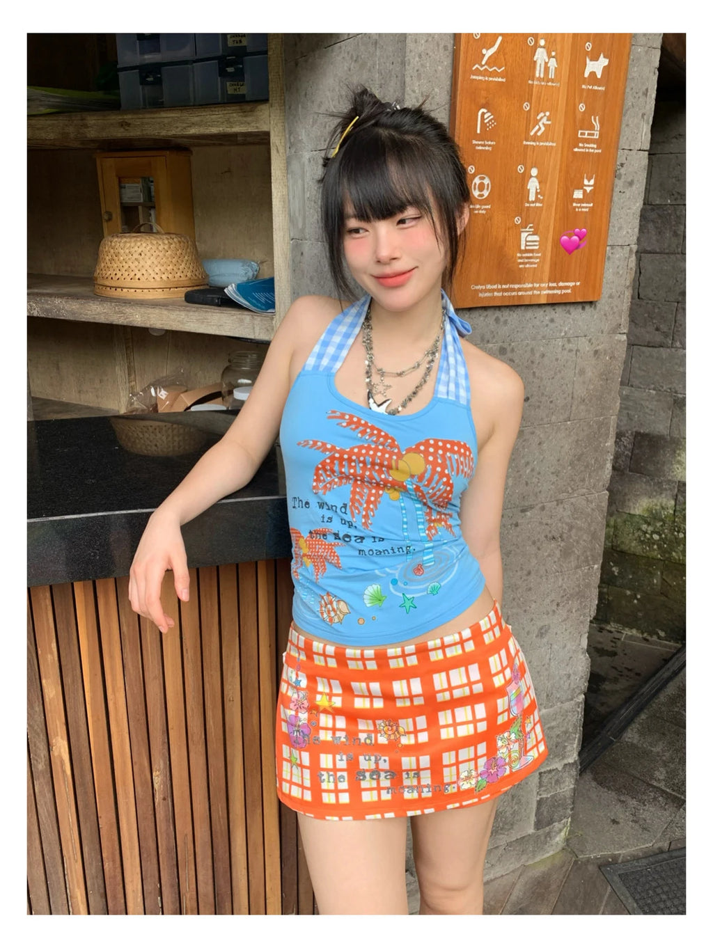 Erwofeina Hotsweet Blue Patchwork Plaid Halter Tops 2000s Clothes Y2k Sleeveless Camis Summer Tank Tops Beach Camisole Chic