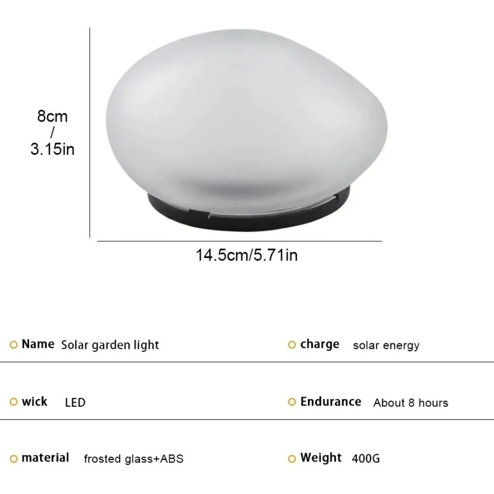 LED Solar Stone Light Solar Powered Decorative Frosted Glass Ground Lamp Waterproof Outdoor Waterproof Lantern Garden