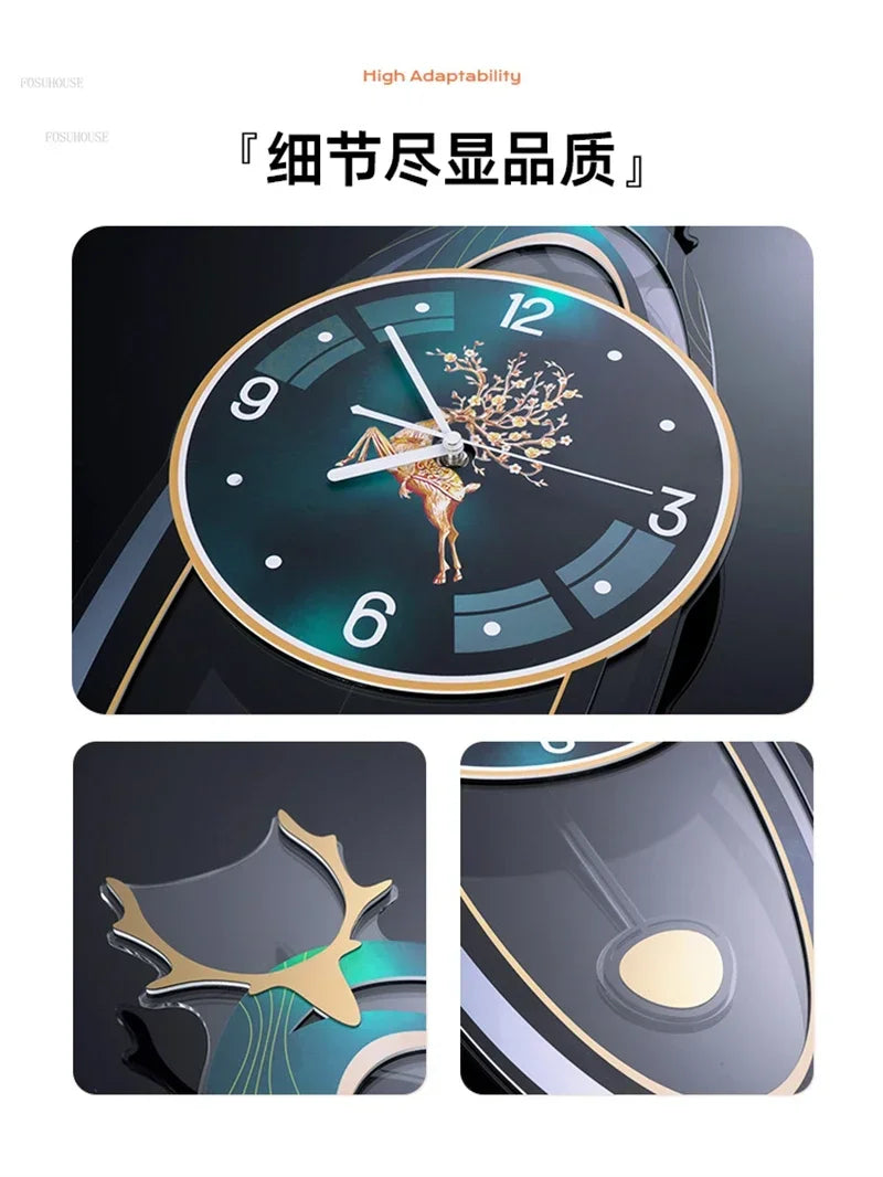 Light Luxury Wall Clocks Creative Home Decor Nordic Simple Living Room Home Wall Clock Luxury Designer Smart Models with Lights