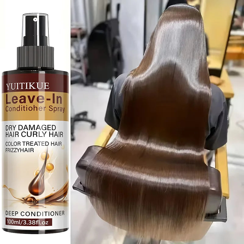 YUITIKUE Leave-In Conditioner Spray 100ml for Dry, Damaged, Curly & Color-Treated Frizzy Hair