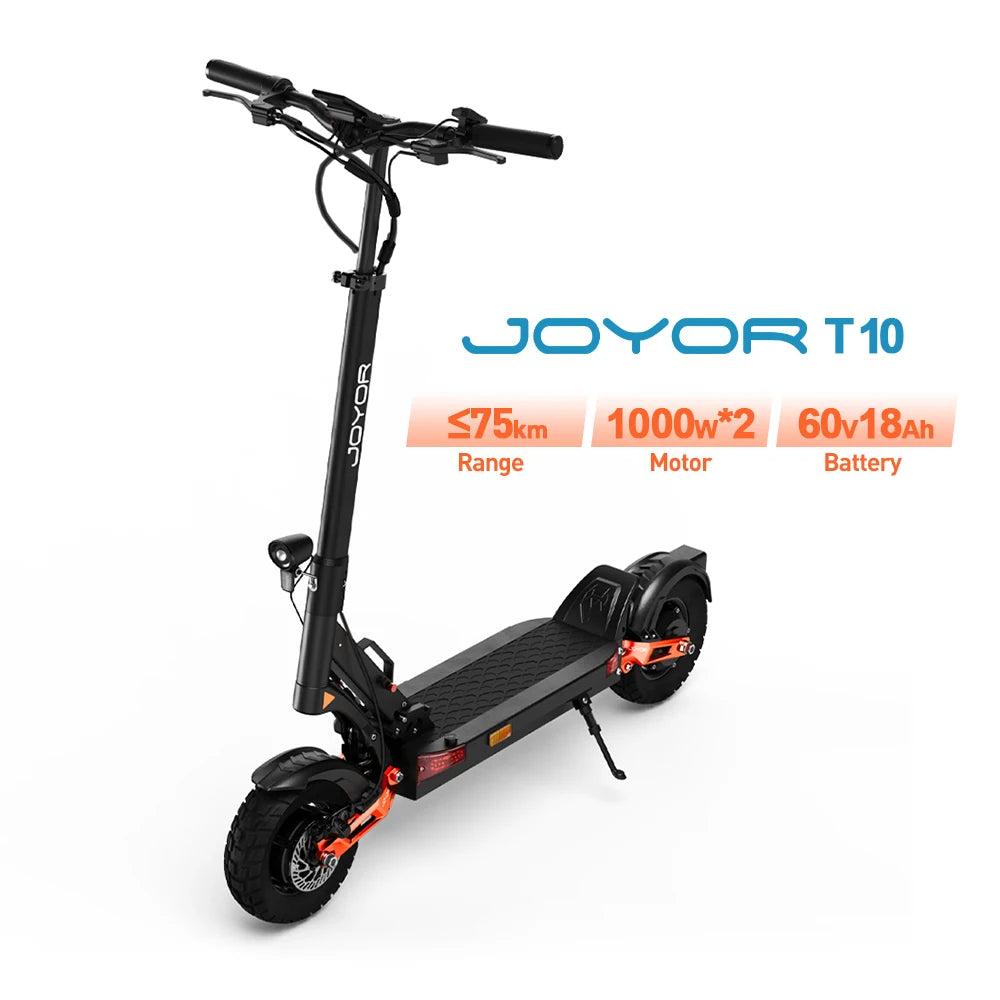 JOYOR T10 2000W Dual Motor Electric Scooter 60V18Ah Long Range Off-Road Foldable E-Scooter for Adults Heavy Duty Shock Absorber USA Local Warehouse Fast Shipping 3-5 Days Duty Free High Speed Powerful Kick Scooters Mobility S
