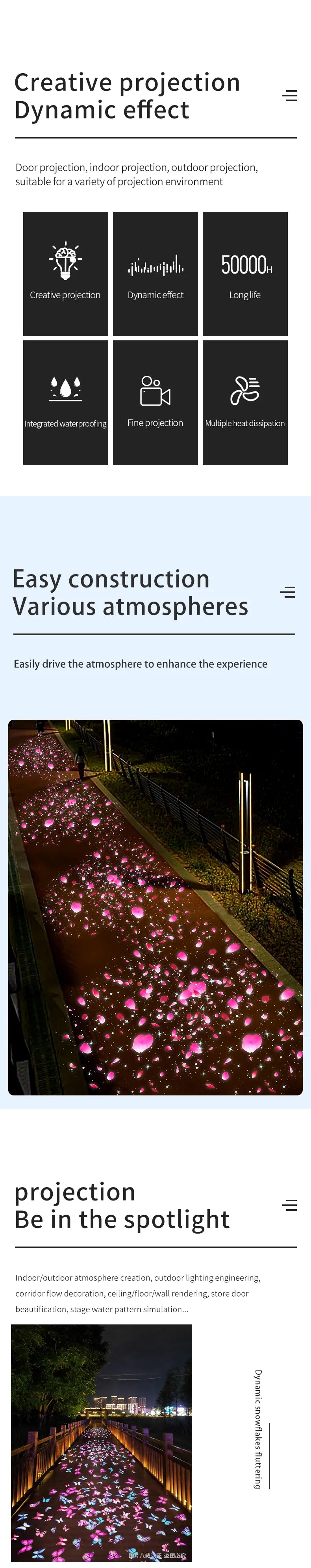 Outdoor Park Dynamic Special Effects Projection Lights Energy Efficient Durable Lighting for Enhanced Aesthetic Appeal