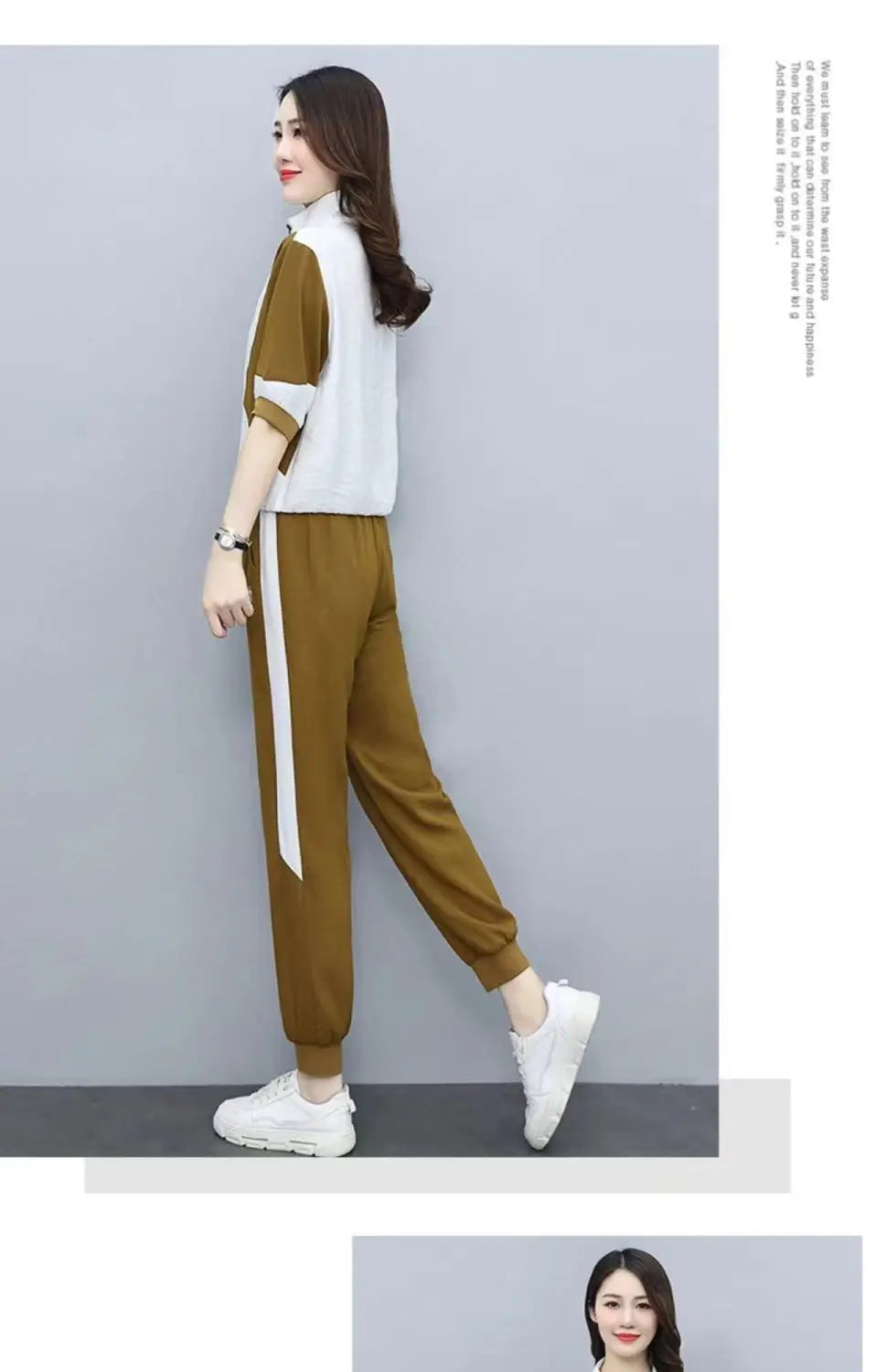 2 Piece Sets Women 2024 Summer Fashion Contrast Color Half Zipper Short Sleeve Tops Casual Pockets Sports Joggers Pants Outfits