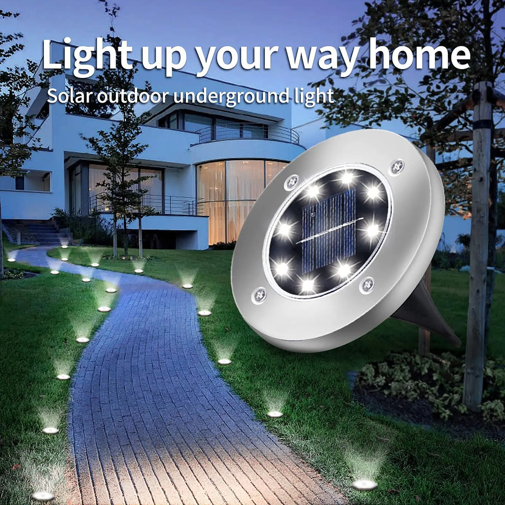 8/20 LED Solar Power Disk Light Outdoor Garden Solar Underground Light Deck Light Spotlight Buried Solar Led Lamp Garden Decor
