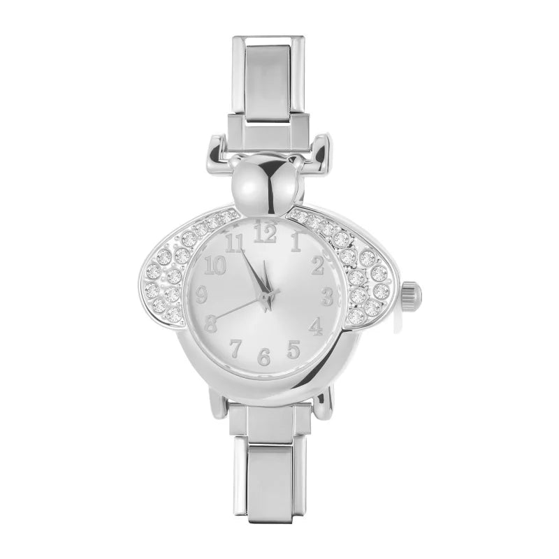 Irregular alloy case Arabic numeral classic dial Stars-shaped diamond-encrusted fashion Stainless Steel Bracelet ladies watch