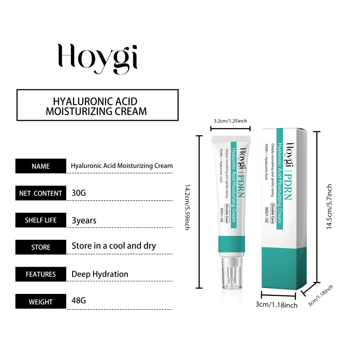 Hoygi Hyaluronic Acid Moisturizing Cream Hydration Glowing Skin Nourishing Anti Wrinkle Lightweight Mild Multi Effect Face Cream
