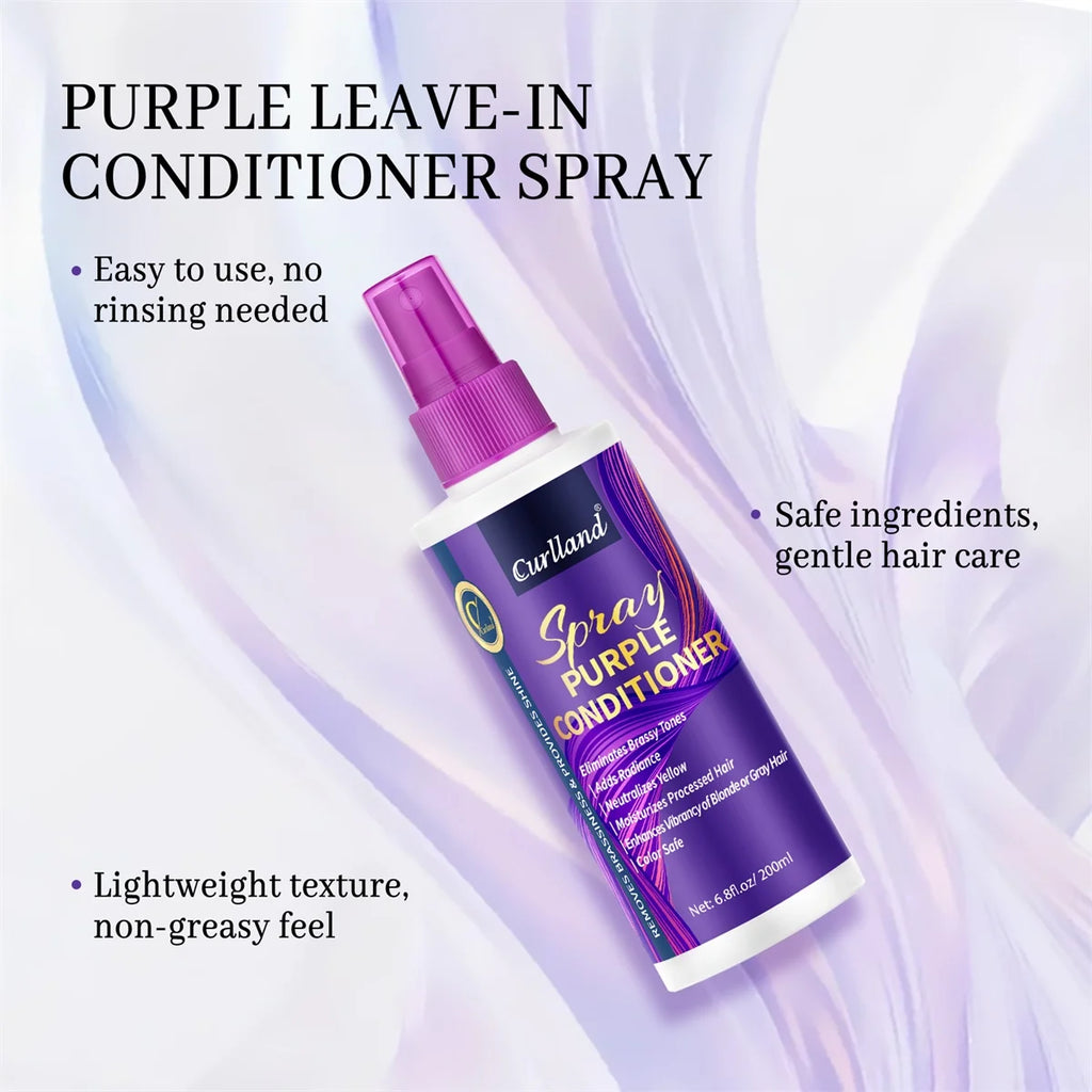 Purple Conditioner Eliminates Brassy Tones,Moisturizer Detangler Spray,Enhances of Blonde Gray Hair Adds Vitality Christmas Gift