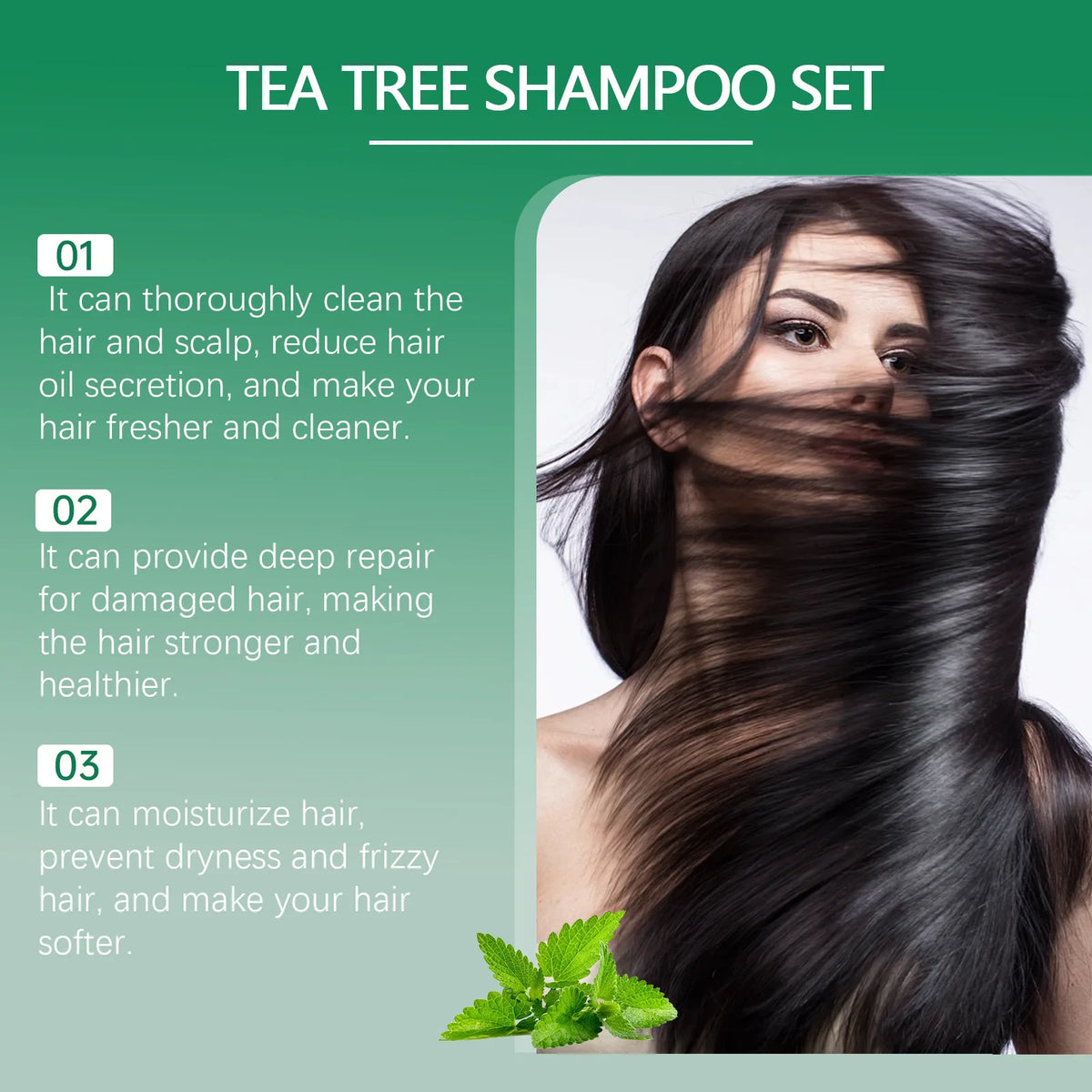 Shampoo Hair Conditioner Set Deep Cleaning Moisturizing Nourishing Repair Damaged Dry Oil Control Shampoos Tea Tree Hair Care