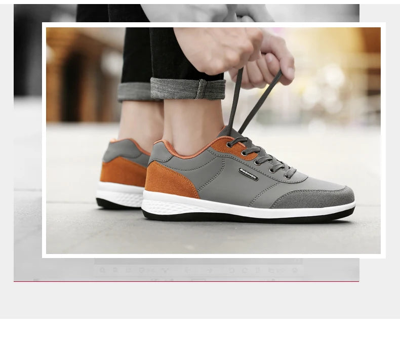 Men Shoes Sneakers PU Leather Trend Casual Shoes Fashion Breathable Leisure Male Sneakers Non-Slip Footwear Men Vulcanized Shoes