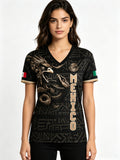 Mexico National Flag 3D Eagle Print Women's T-Shirts Casual V-neck Short Sleeve Tees Fashion Football Fan Summer Female Clothing
