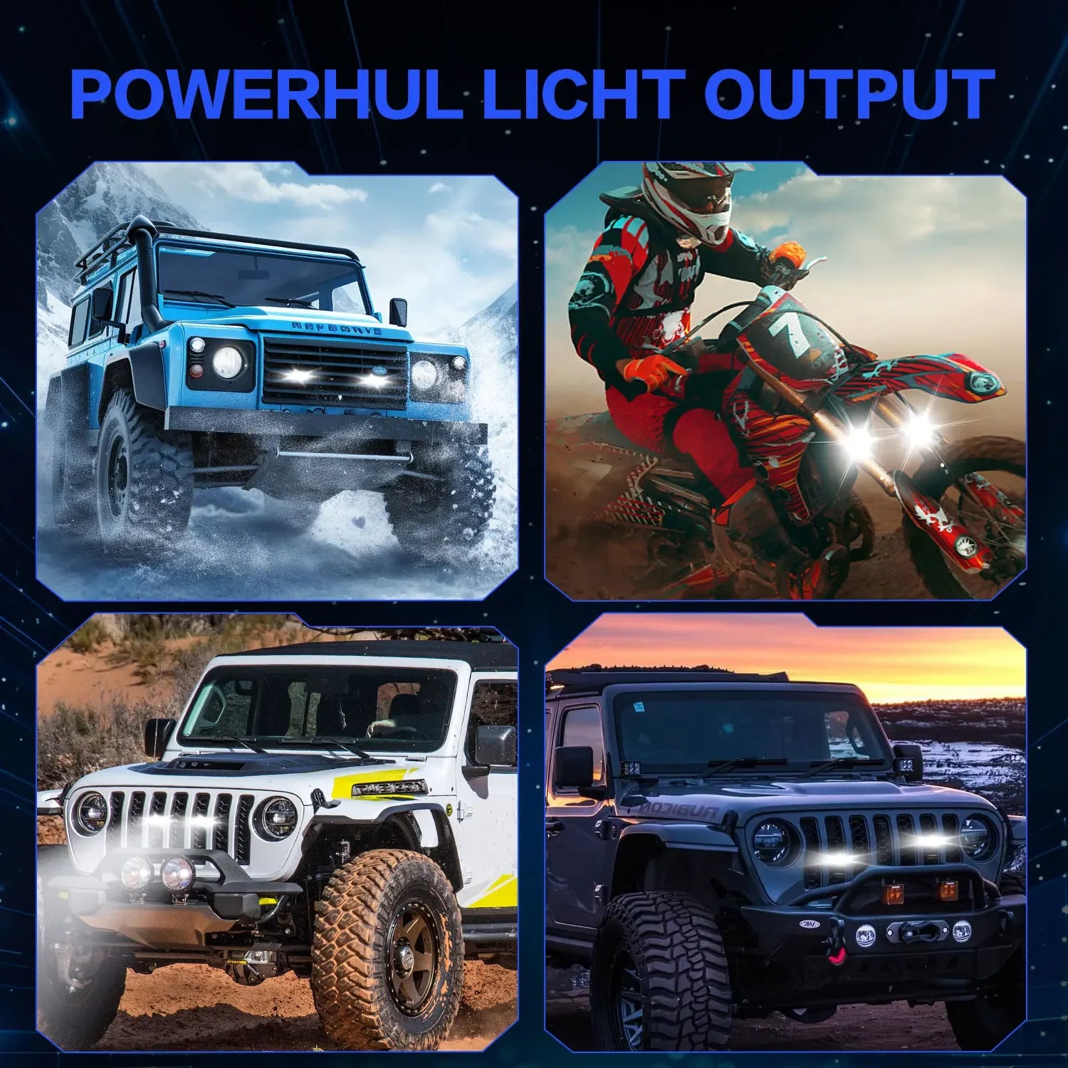 2/4 LED Motorcyle Car Grille Spotlight Projector Len Light  Driving Light, Truck Off-road Vehicle High Brightness  Driving Light