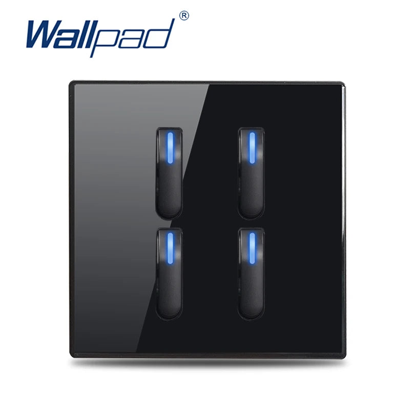 Wall Switch Light Switch 1 2 3 4 Gang Piano Button 1 Way 2 Way White Black Gray Gold Tempered Glass Panel L6