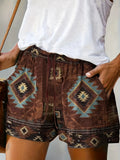 Women's Western Retro Geometric Print Shorts