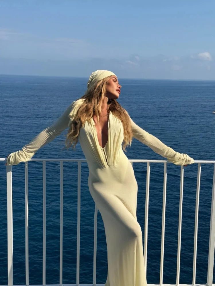 Dreamy Bohemian Sheer Dress Sexy Vintage Slim Fit Elegant Modest Women Dresses Beach Vocation Summer Female Streetwear