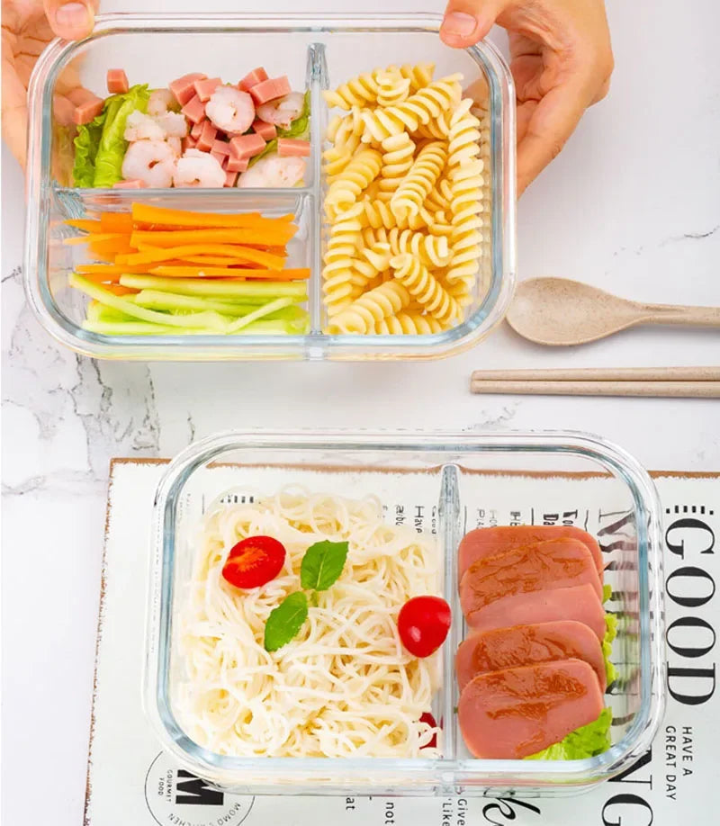 Glass Lunch Box Portable High Temperature Resistant Leak-proof Bento Box Microwave Heat Food Container Food Storage